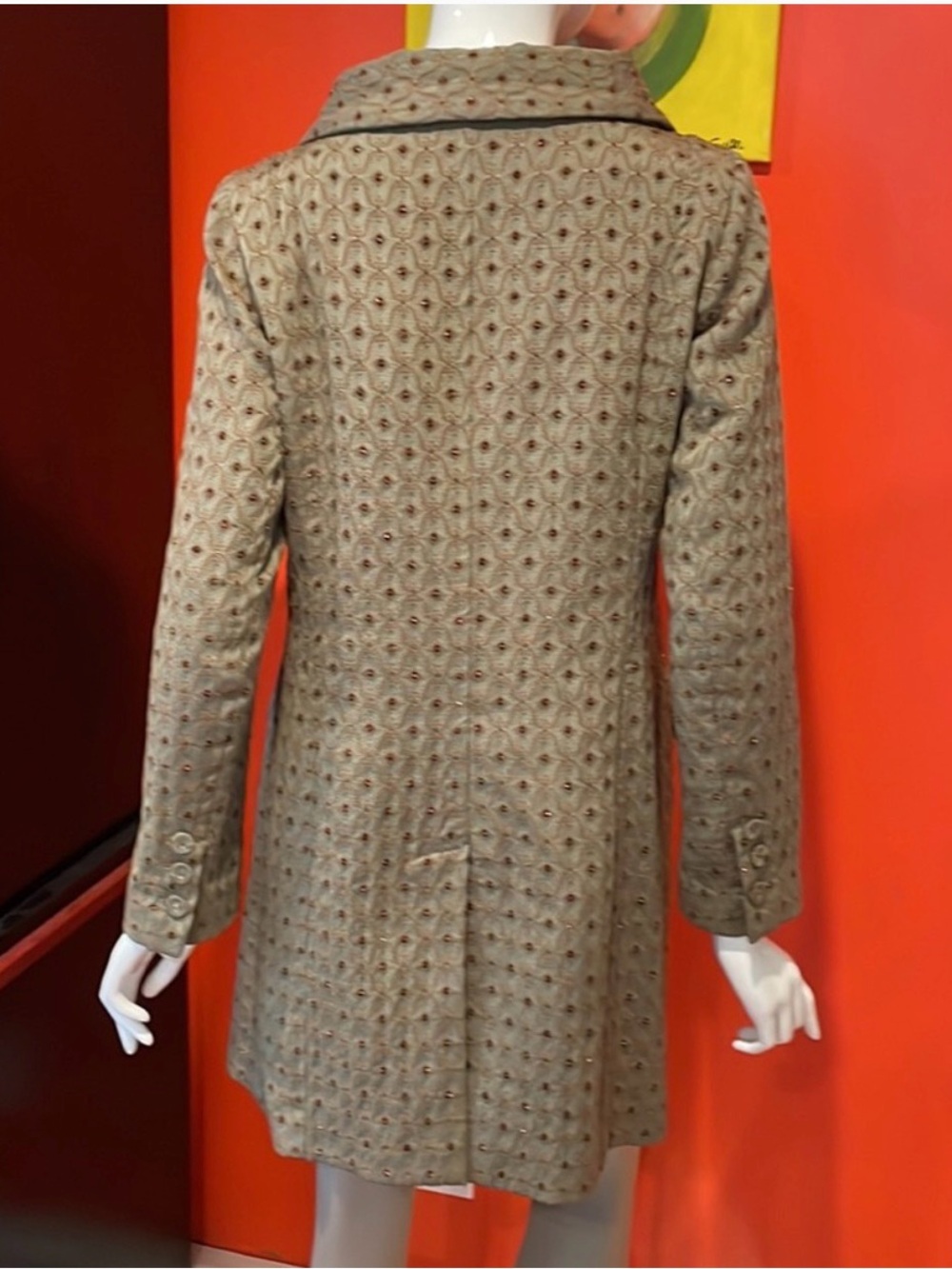 Dalia ~ Tapestry ~ Double Breasted ~ Pea Coat ~ Olive w/ Purple Satin Lining - Picture 5 of 10